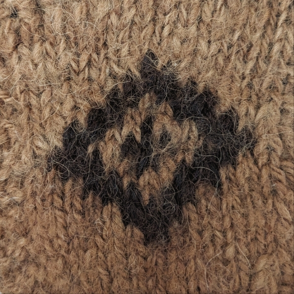 Vintage Patterned Knit Hat Brown White Ear Flaps - Picture 7 of 7